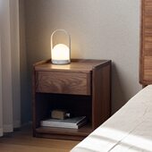 筑 简约影带窄型抽屉小户型拾黑胡桃实木床柜头床头收纳柜卧室木