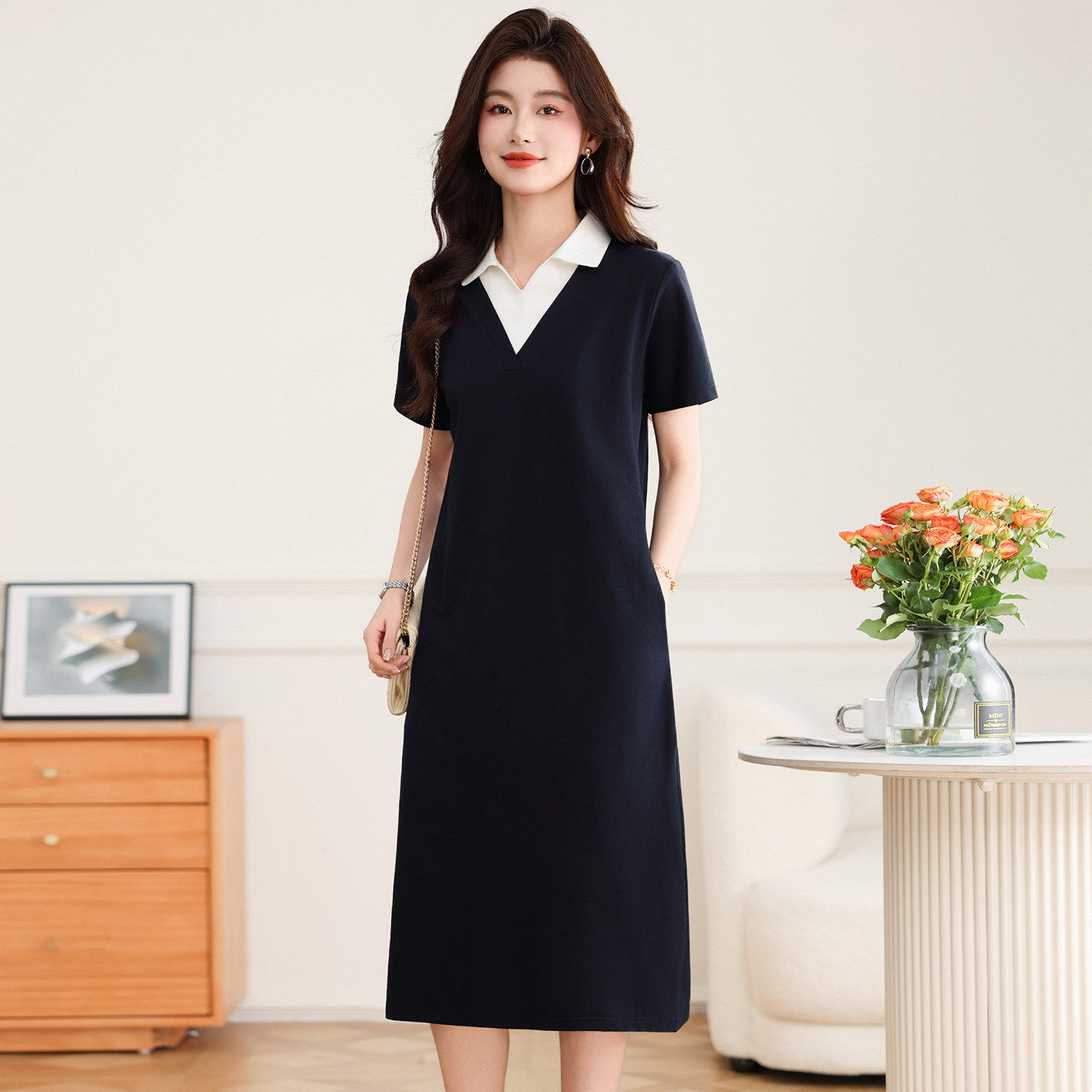短袖洋装女夏2026新款纯