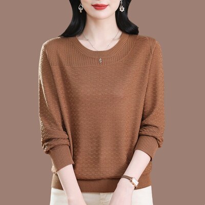 高端桑蚕丝长袖T恤上衣女