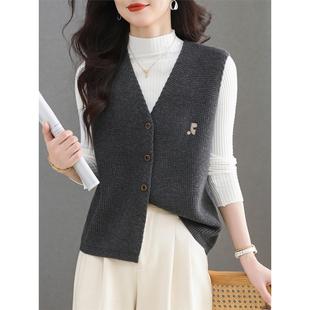 女士针织马甲外搭2025秋季新款坎肩叠穿洋气时髦无袖毛衣开衫背心