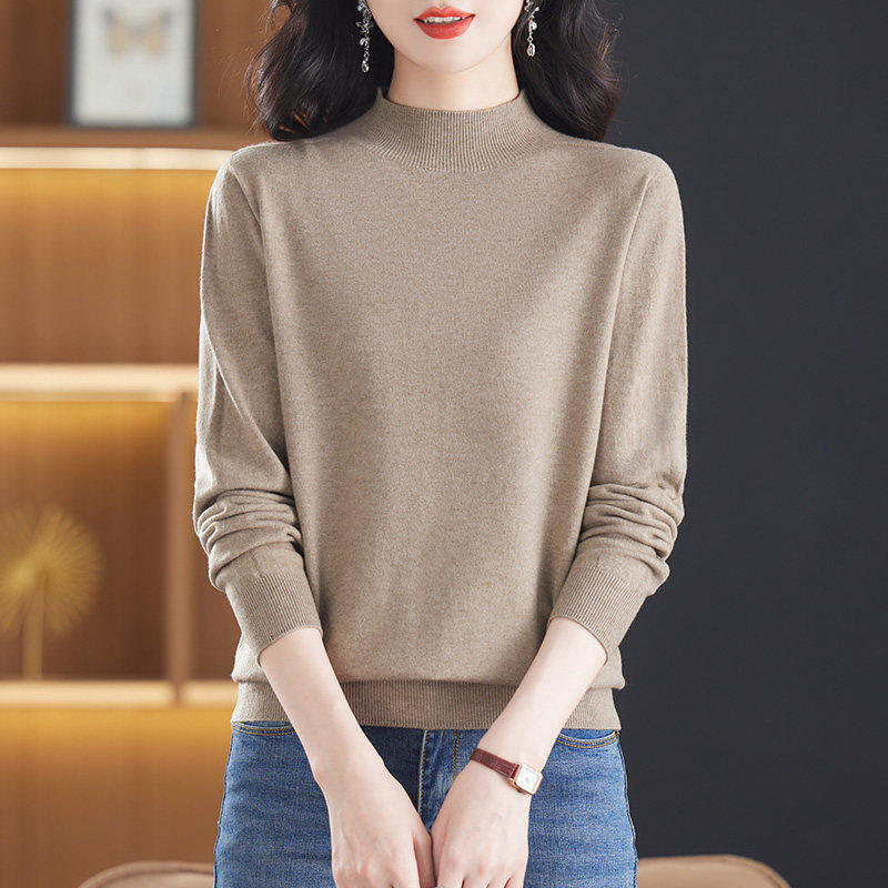 半高领针织打底衫女士秋冬季2025新款洋气高级感内搭上衣妈妈毛衣