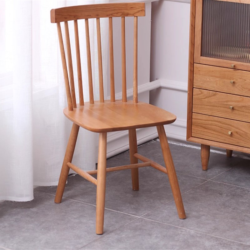樱桃木白橡木温莎椅实木餐椅复古椅子G北欧简约原木风中古风实木