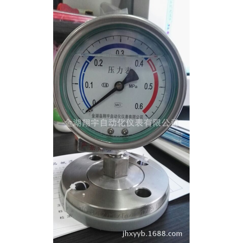 销售YTP100B法兰连接不锈钢隔膜压力表