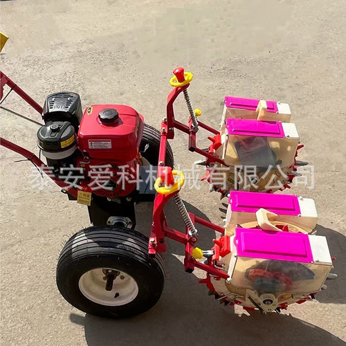汽油2行鸭嘴播种机玉米点播机汽油机自走式手推玉米大豆播种机