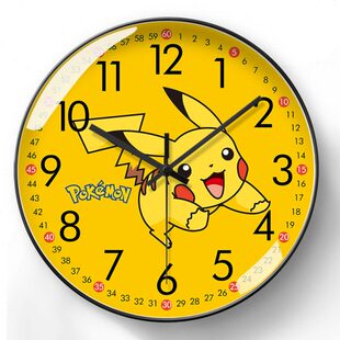 石英波精灵时电小表皮卡丘对时钟自动卡通可爱钟静音挂钟时尚 早教