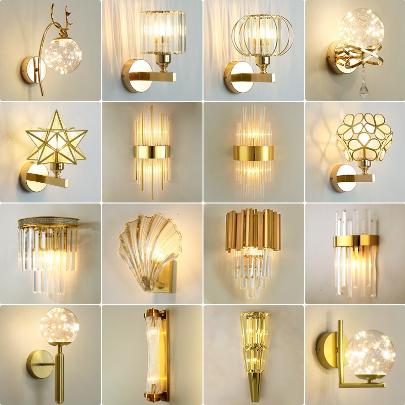 酒店轻奢水晶壁灯创意北s欧走廊过道卧室床头灯客厅背景墙玄关灯