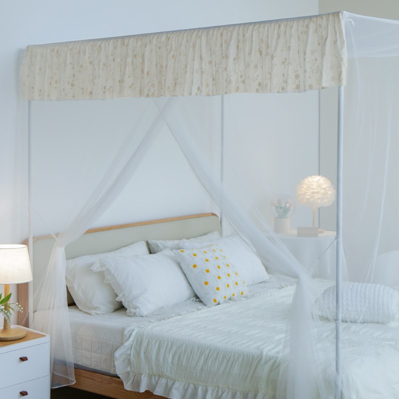 2025新款落地单开门蚊帐家用卧室老式1.5m1N.8床支架加密防尘纹帐