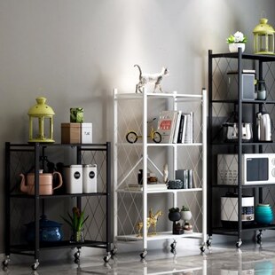 收纳架锅具烤箱微波炉折叠子免安装置物架落地多层家用储物架厨房