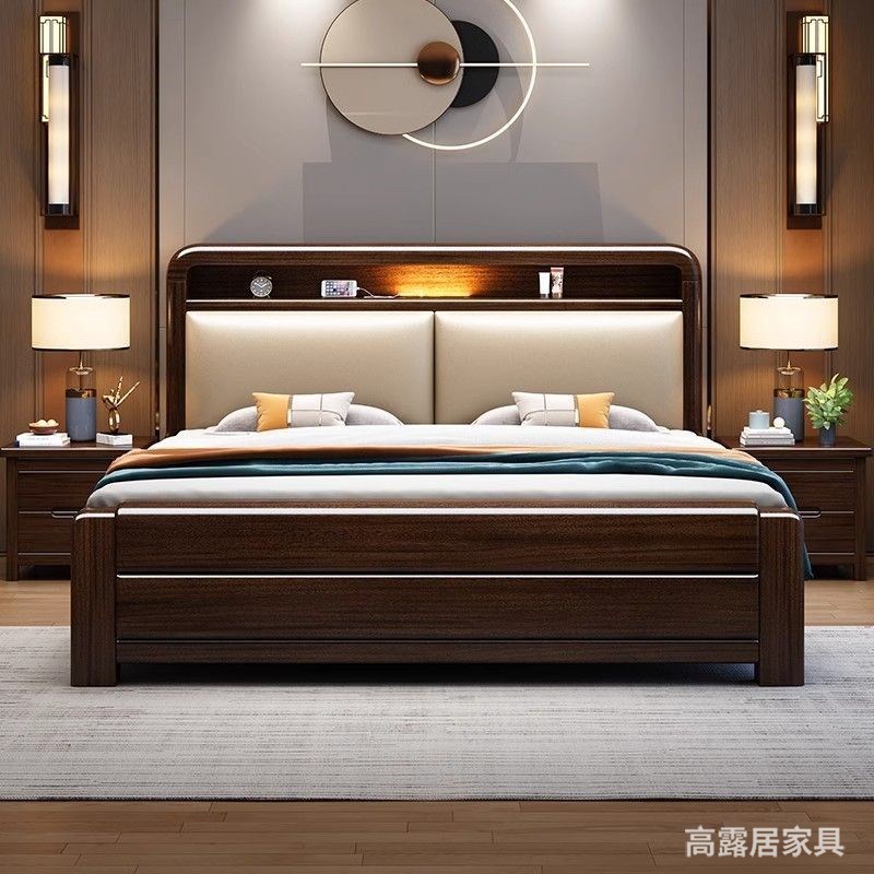 紫金檀木实木床1.5米现代新中x式床双人床1.8x2米主卧储物高档婚