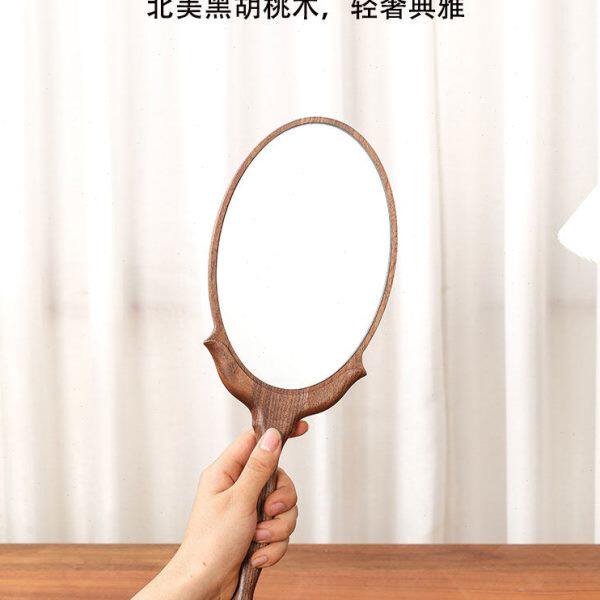 手持化妆镜便携复古高清法式手拿轻奢梳妆镜高级网红镜子2024新款