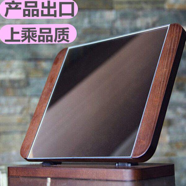 台式便携化妆镜子梳妆镜实木质大号高清单桌面欧式创意可折叠镜子