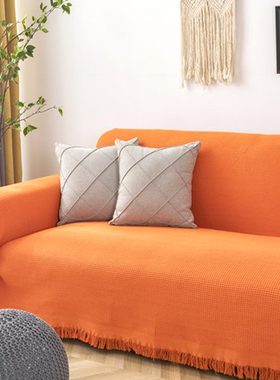 沙发巾蓝色租房全覆盖四季通用感坐垫薄全盖靠背防滑高级款单层