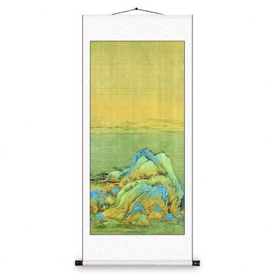 客厅挂画现代新中式装饰画竖款千里江山图卷轴山水画茶室靠山书房