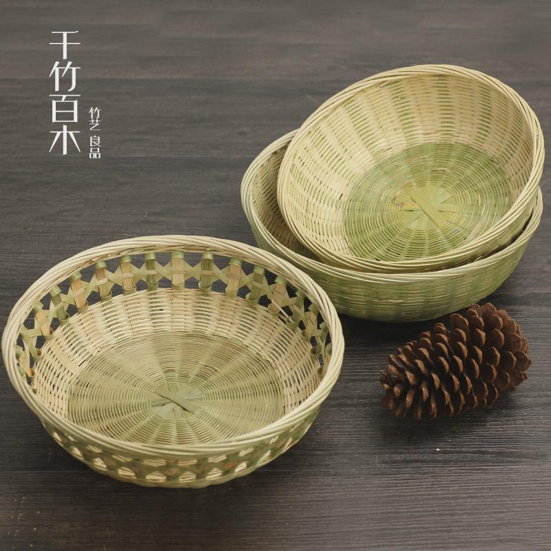 手工竹编篮圆簸箕馒头洗菜筐竹篮子家用收纳藤编果蓝Y水馍沥水箩