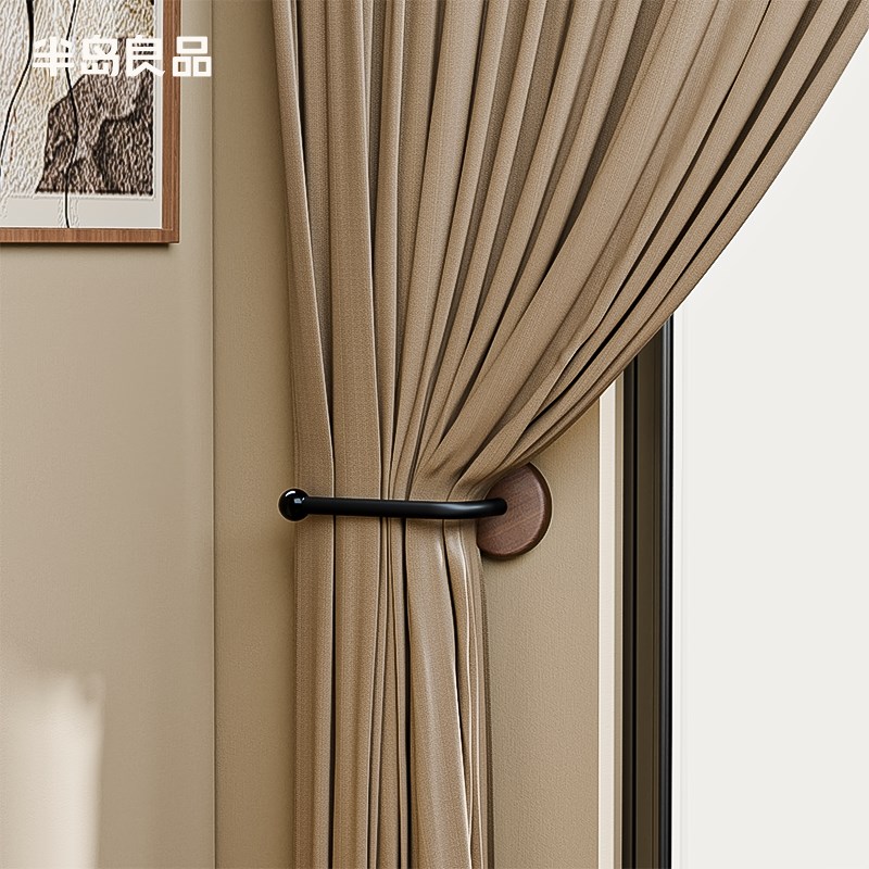 胡桃木窗帘挂钩纱帘固定r器收拢神器遮光窗帘创意墙勾钥匙收纳扣Y