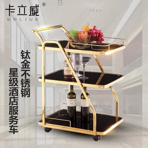 钢化玻璃不水车餐车车茶手推车酒水点心 官锈餐厅餐车不锈钢餐车