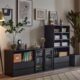 矮柜柜美式 模块组合收纳化展示柜黑色简约储物实木置物柜书柜书架