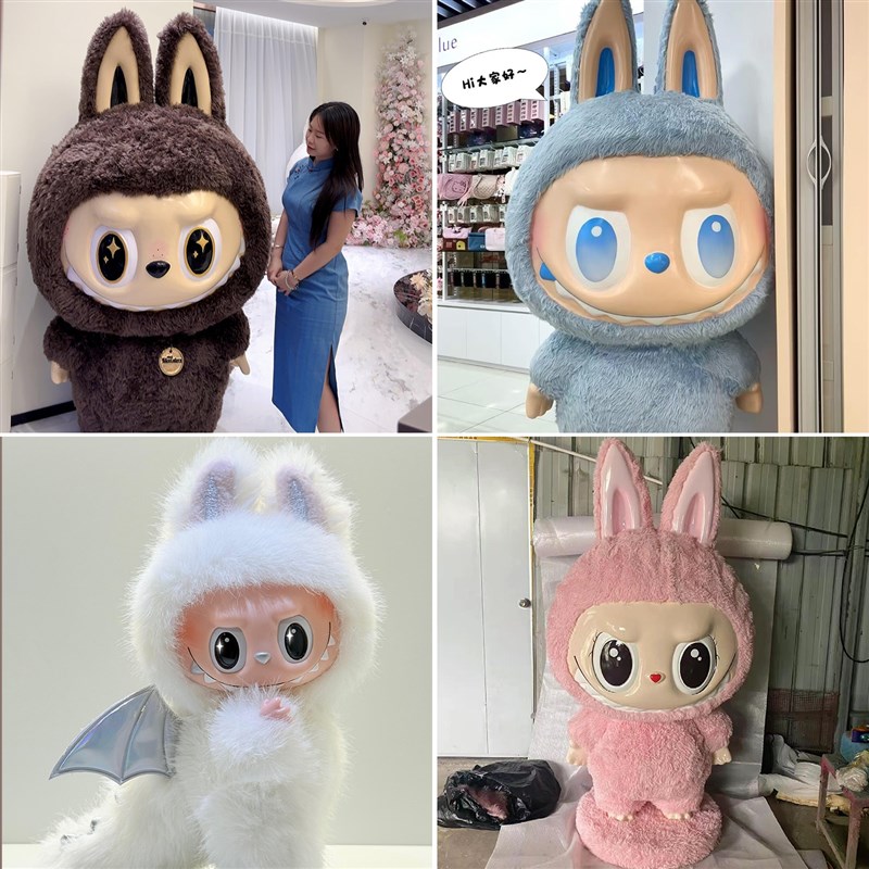 拉布布IP公仔泡沫植绒雕塑定制商场门J店咖啡厅酒吧引流道具摆件