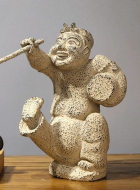 仿古董艺术家居多宝阁装饰品工艺品书房文化博古架人物酒柜架摆件