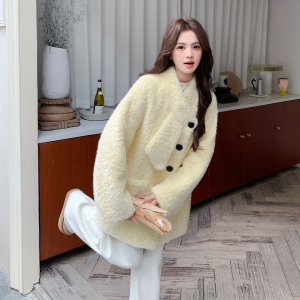 秋冬款新品-设计感黄色显白毛毛外套ZB187-136-P180-K258，女装皮草，浙宝187