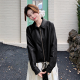 26年春款新品-拉链款翻领皮外套（两色)ZB187-1006-P130-K219，女装皮衣，浙宝187