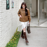 26年春款新品-显瘦翻领皮外套（两色）ZB187-1003-P130-K219，女装皮衣，浙宝187