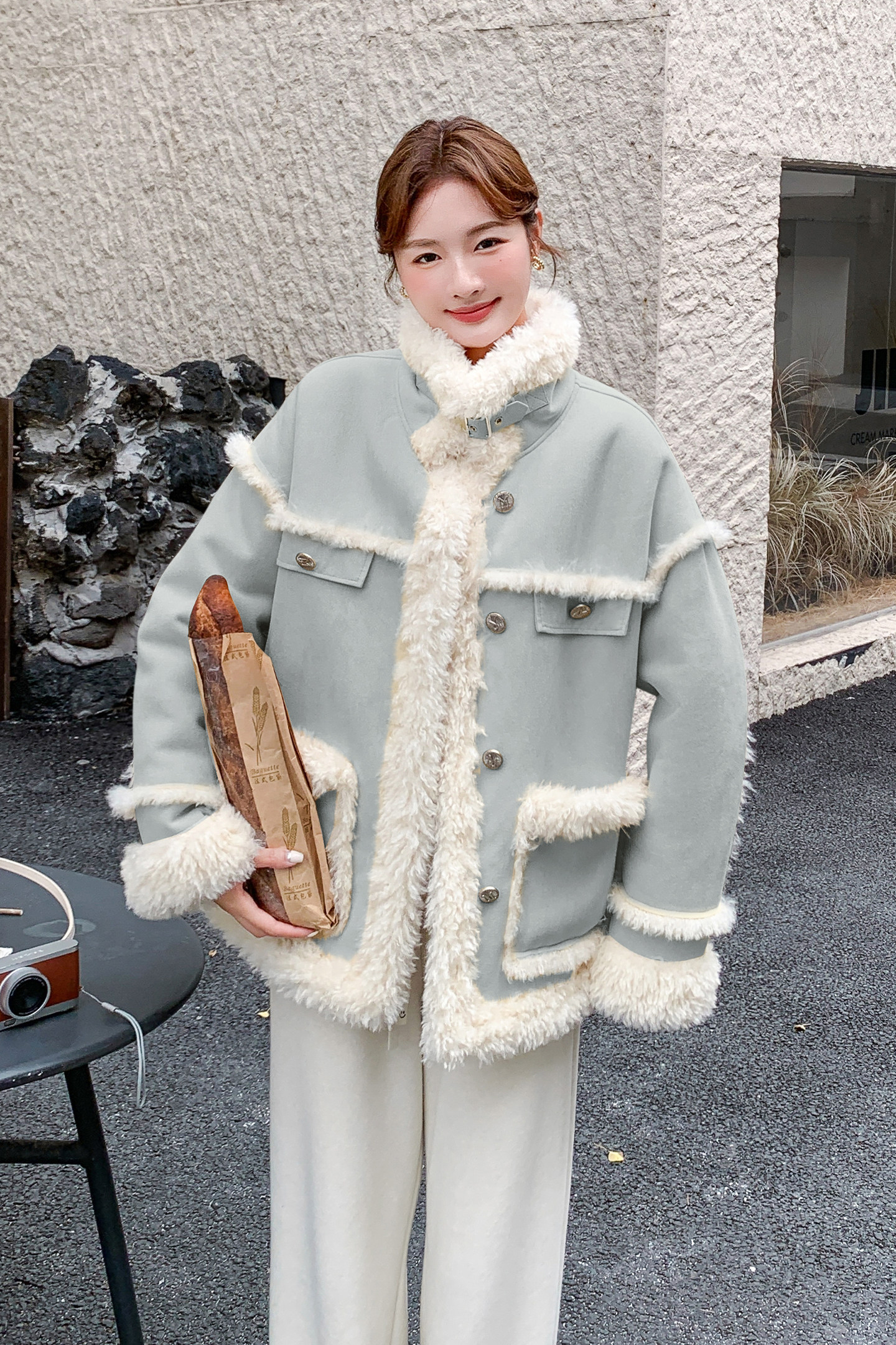 秋冬款新品-加厚可立领皮毛一体外套ZB187-115-P175-K239,女装皮草,浙宝187