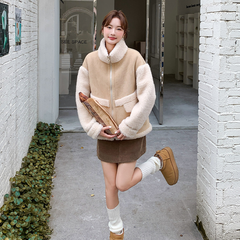 秋冬款新品-时尚设计感皮毛一体外套-ZB187-109-P168-K239,女装皮草,浙宝187