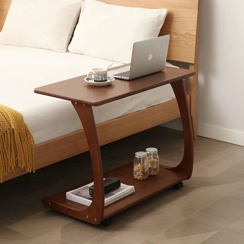 实木沙发边几可移动客厅迷你小茶几带轮小户型简约床边小桌子