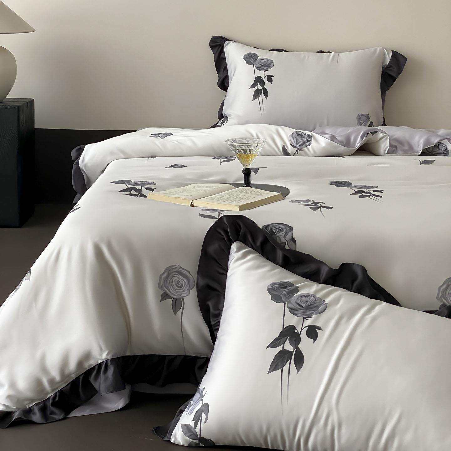 复古风夏季凉感60支兰精天丝四件套莱赛尔高端床单被套床笠床品