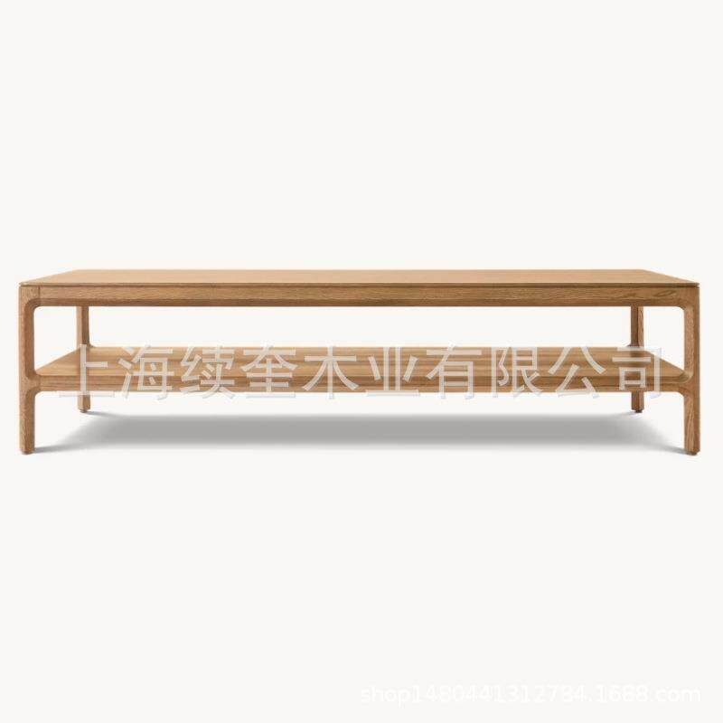 RH美式简约长方形实木茶几客厅圆形咖啡桌家具别墅工厂外贸出口