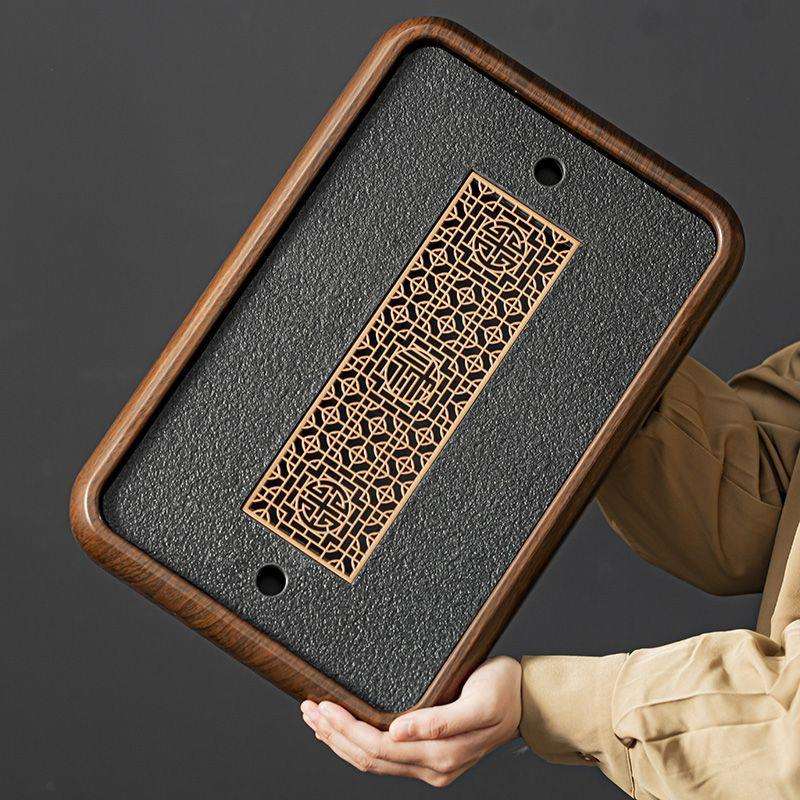 高档仿乌金石茶盘家用茶台沥水盘茶托盘茶具2025新款茶海套装干泡