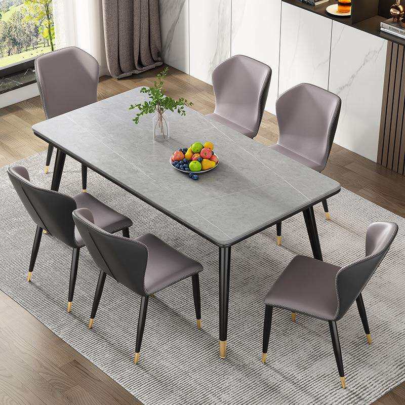 现代简约岩板餐桌家用小户型长方形两用餐厅饭桌大理石餐桌椅组合