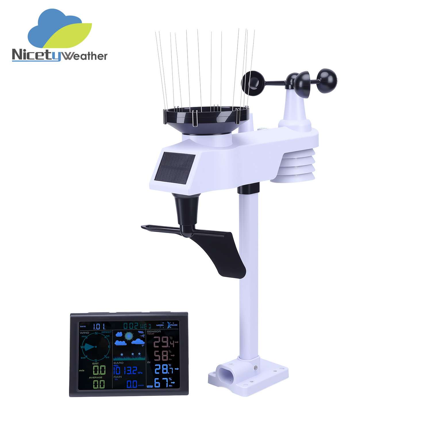 无线气象站彩屏室内外温湿度计天气预WeatherStation气象站智能