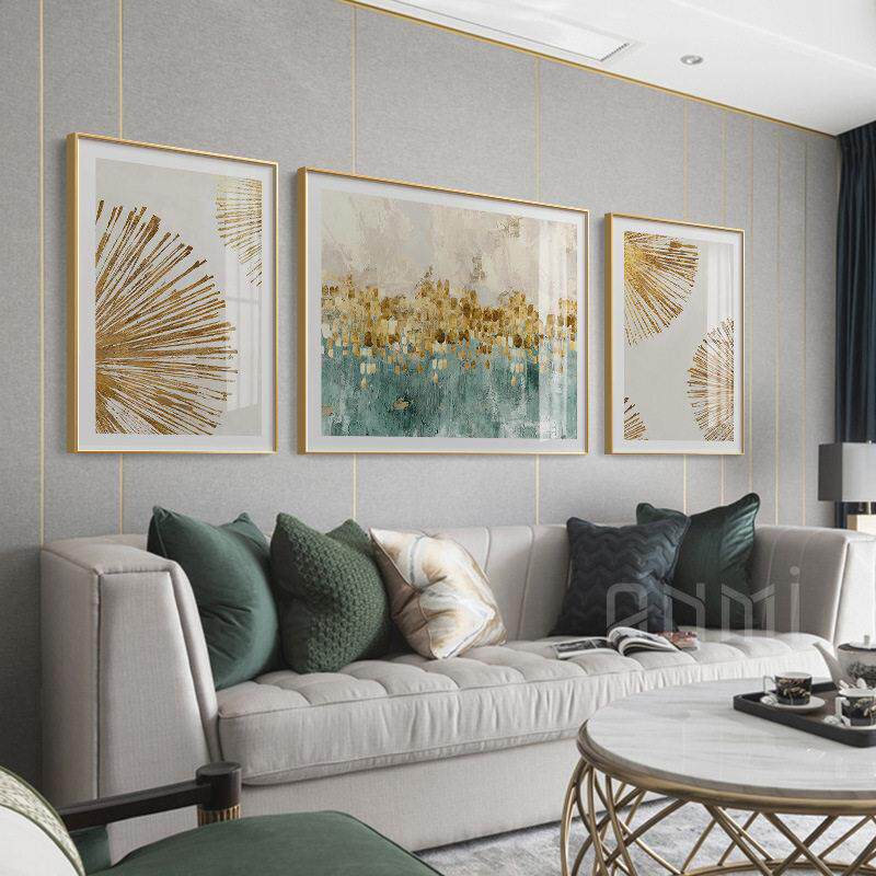 简美大气抽象沙发背景三联画墙壁挂画壁画现美式轻奢客厅装饰画