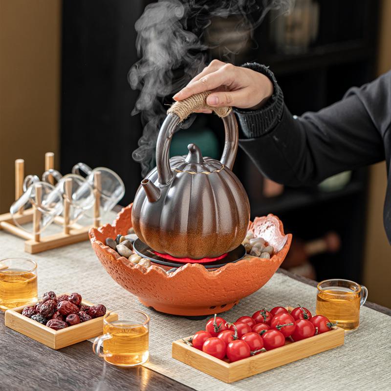 围炉煮茶电陶炉家用室内电陶煮茶器煮茶炉耐热陶壶烤茶炉套装插电