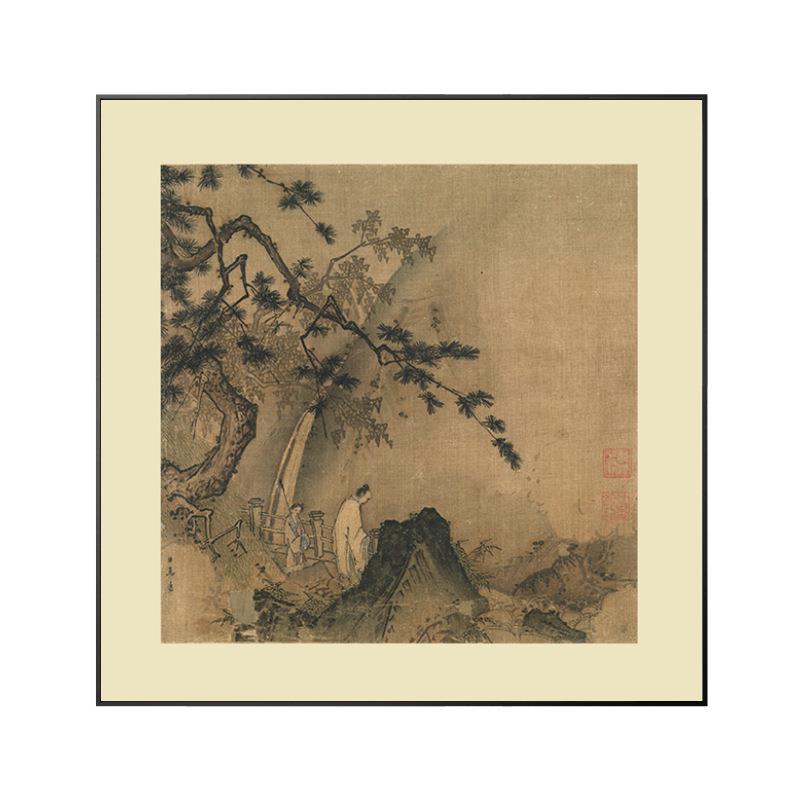 宋画小品南宋马远雪景图古代山水画国画名画复制品中式仿古画挂画