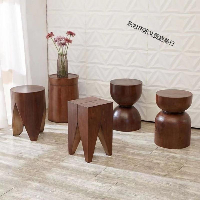 原木墩子几圆形摆件树墩矮凳树桩酒店床头柜家用椅子异形木墩