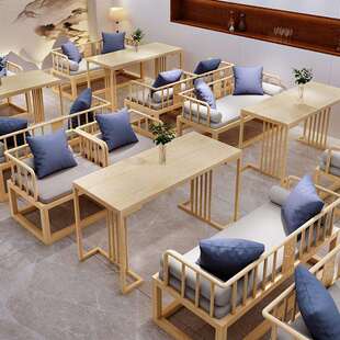 国风酒店茶楼卡座沙发酒吧餐厅中式桌椅咖啡厅铁艺酒馆清吧