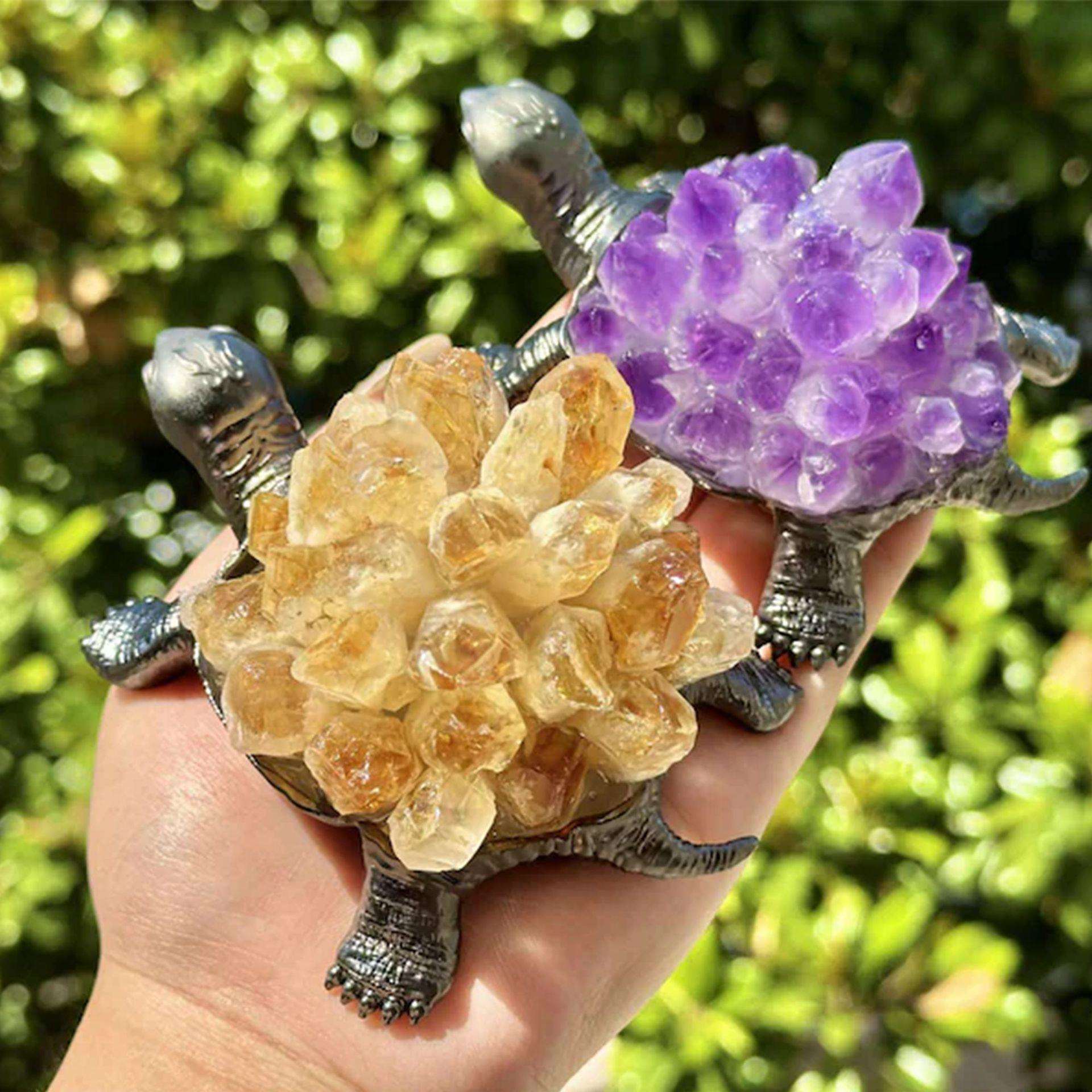 天然水晶工艺品长寿龟桌宠小乌龟家居办公学生书桌伴侣摆件