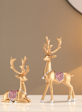 轻奢创意小鹿摆件酒柜电视柜客厅玄关F沙漏桌面家居装饰品乔迁礼