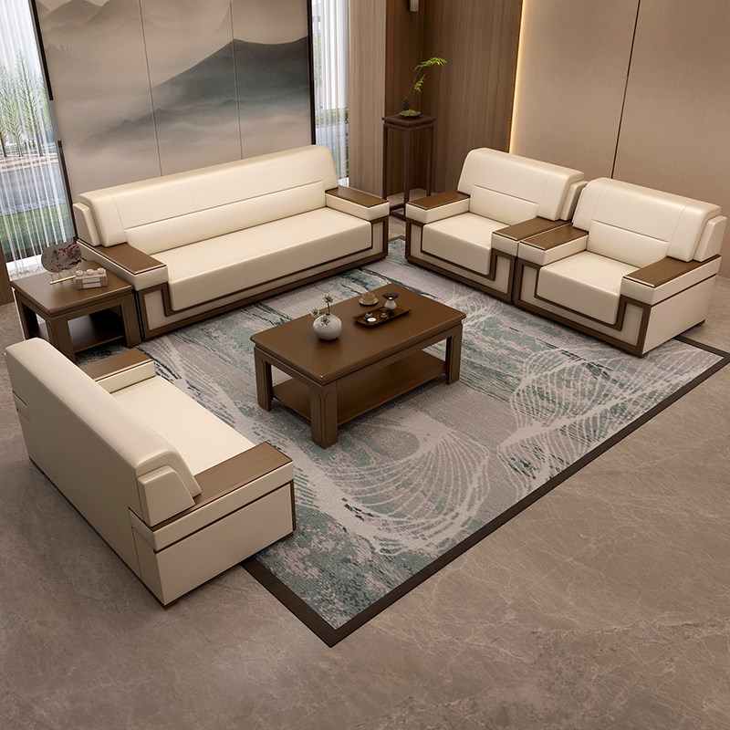 办公室贵宾接待中式会客洽u谈商务办公休息简约办公室沙发茶几组