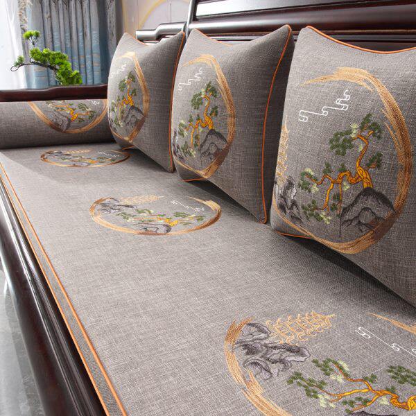 中式红木沙发坐垫实木家具椅子古典防滑套罩罗汉床定制加厚沙发垫