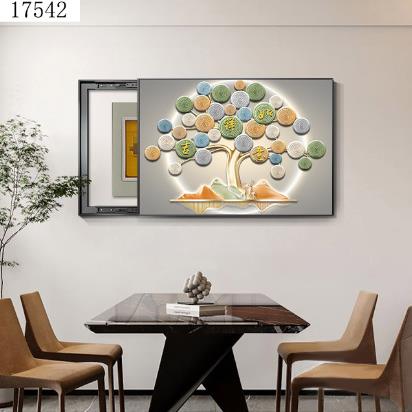吉祥如意现代抽象轻奢发财树2024创意新款客厅餐厅电表箱装饰画