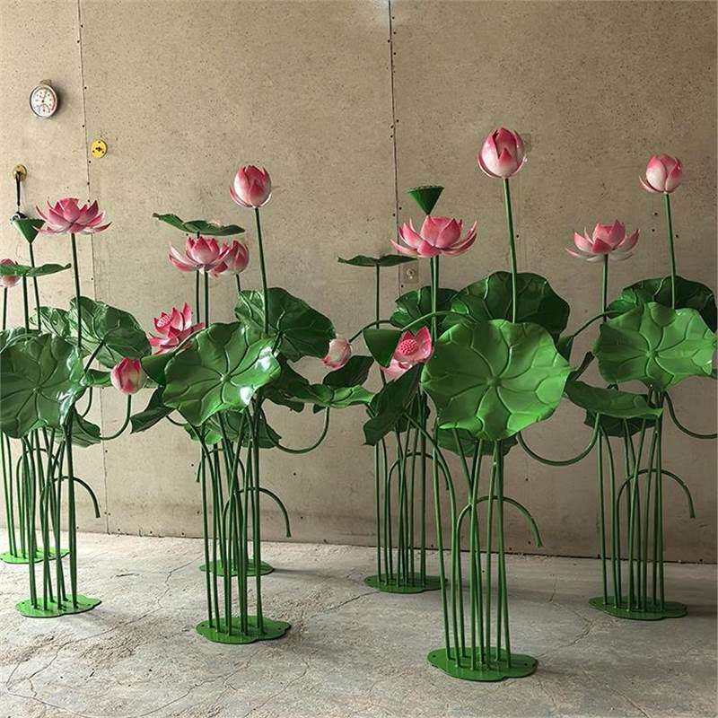婚庆装饰真花路引创意莲花荷叶荷花莲叶创意立体铁艺装饰摆件绢花