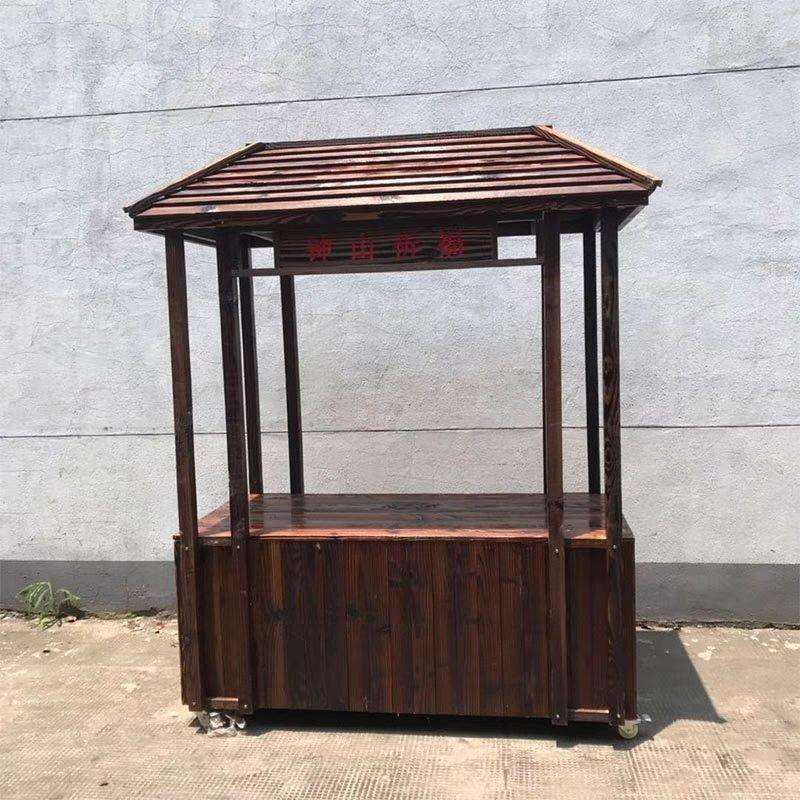 防腐木多功能小吃仿古餐车复古移动售货夜市景区推车摆摊摊位