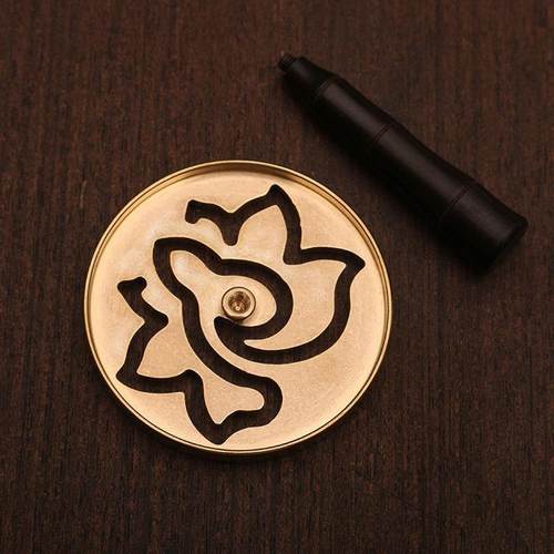 热销 黑檀柄4.5cm香篆 铜镀磨砂银磨砂金祥云寿字D450-2