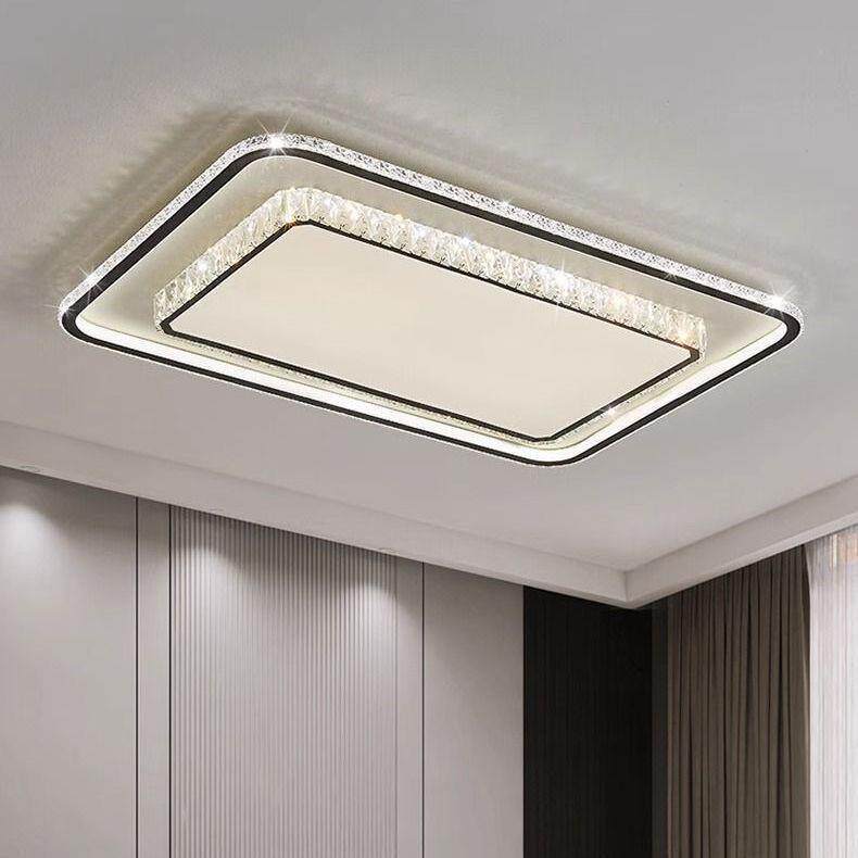 led水晶吸顶灯客厅灯简约现代长方形卧室灯餐厅灯具套装语音控制