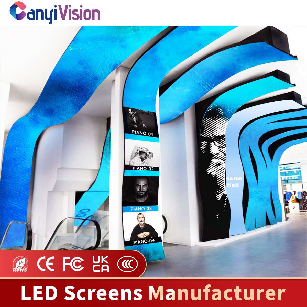 led柔性软屏弧形圆柱P1.86P2室内户外led显示屏幕展厅全彩大屏