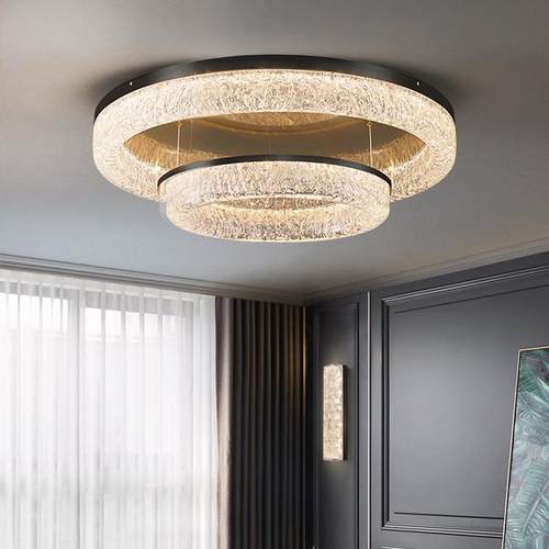 全铜轻奢客厅吸顶灯简约现代大气圆形树脂楼餐厅卧室大厅灯具